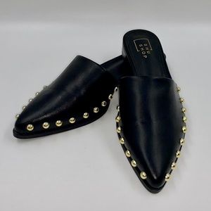 Shu Shop Trina Black Studded Slides Flats Shoes Wmn Size 7.5 *Order 1/2 Size Up!
